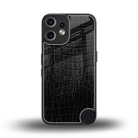 Croco Black back phone cover | glass case for cmf nothing phone 2 pro