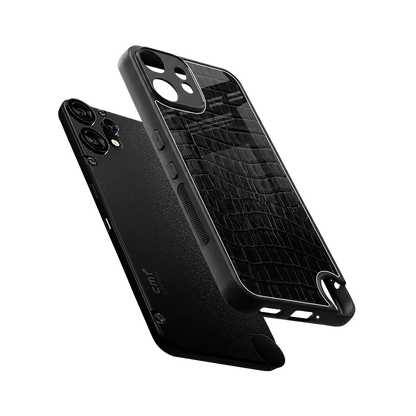 Croco Black sleek cmf nothing phone 2 pro cover with tempered glass back and TPU edges