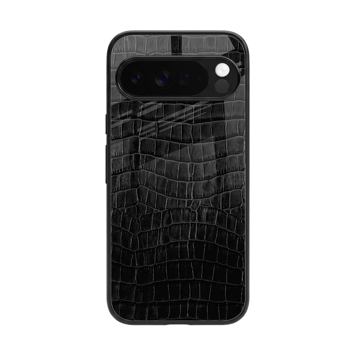Croco Black back phone cover | glass case for google pixel 10 pro xl