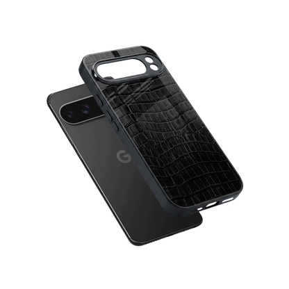 Croco Black sleek google pixel 10 pro xl cover with tempered glass back and TPU edges