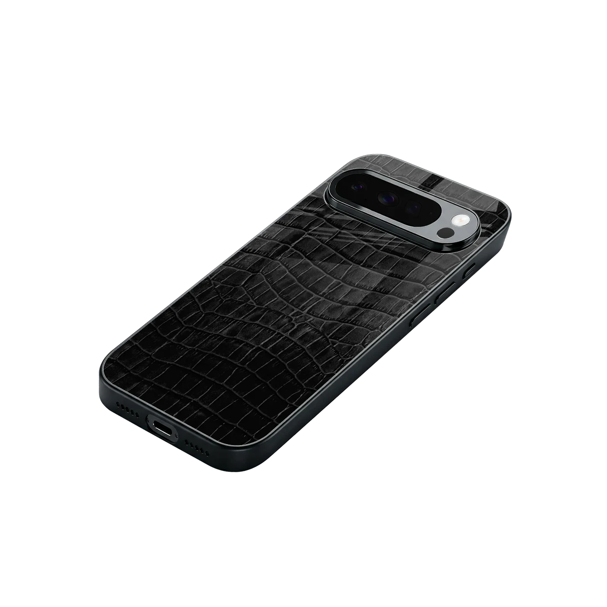 Croco Black stylish phone case for google pixel 10 pro xl | glossy glass and slim fit