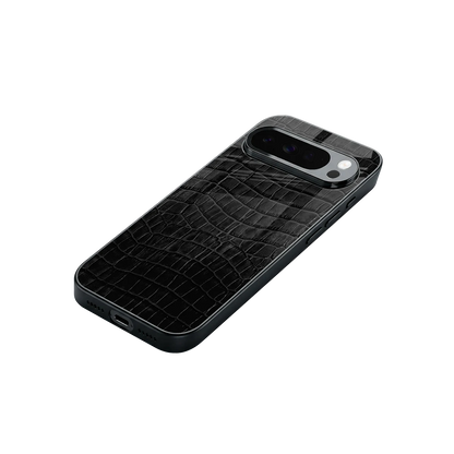 Croco Black stylish phone case for google pixel 10 pro xl | glossy glass and slim fit