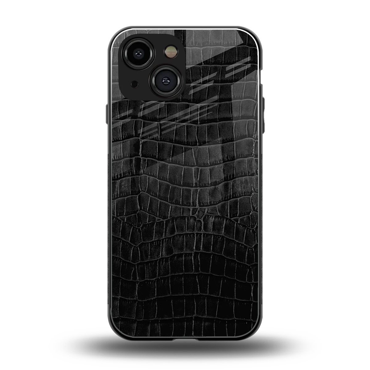 Croco Black back phone cover | glass case for iphone 13 mini