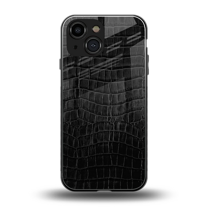 Croco Black back phone cover | glass case for iphone 13 mini