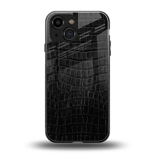 Croco Black back phone cover | glass case for iphone 13 mini