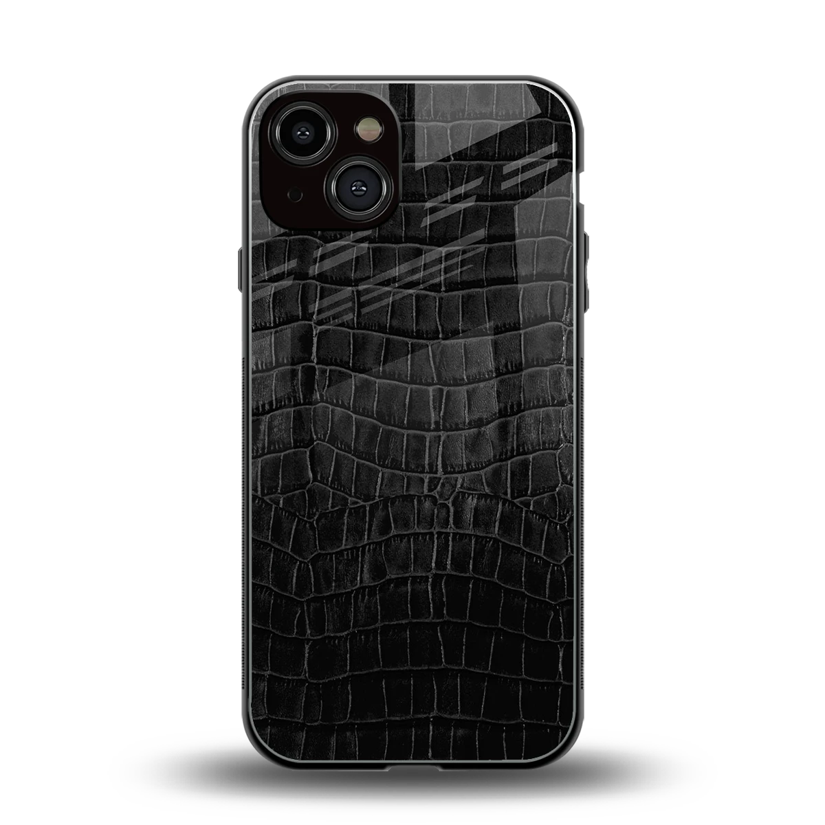 Croco Black back phone cover | glass case for iphone 14