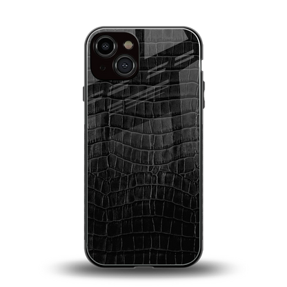 Croco Black back phone cover | glass case for iphone 14