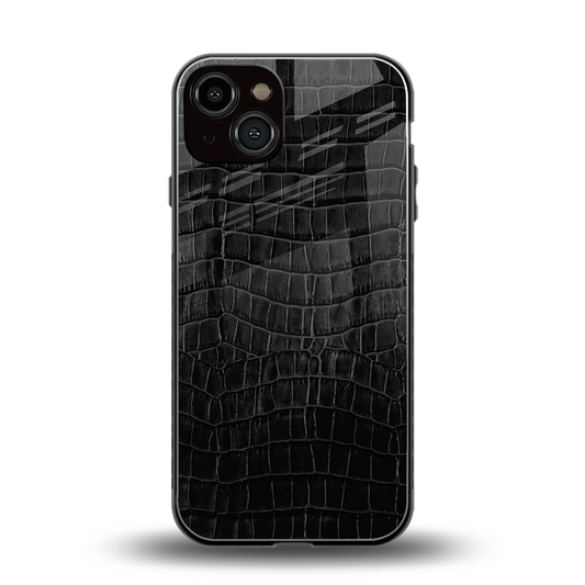 Croco Black back phone cover | glass case for iphone 14