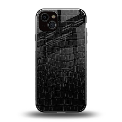 Croco Black back phone cover | glass case for iphone 14 plus
