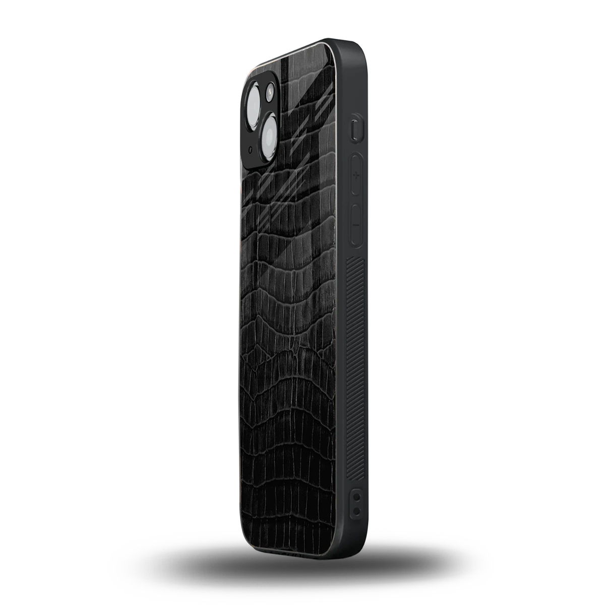 Croco Black iphone 14 plus mobile cover | shockproof glass phone case