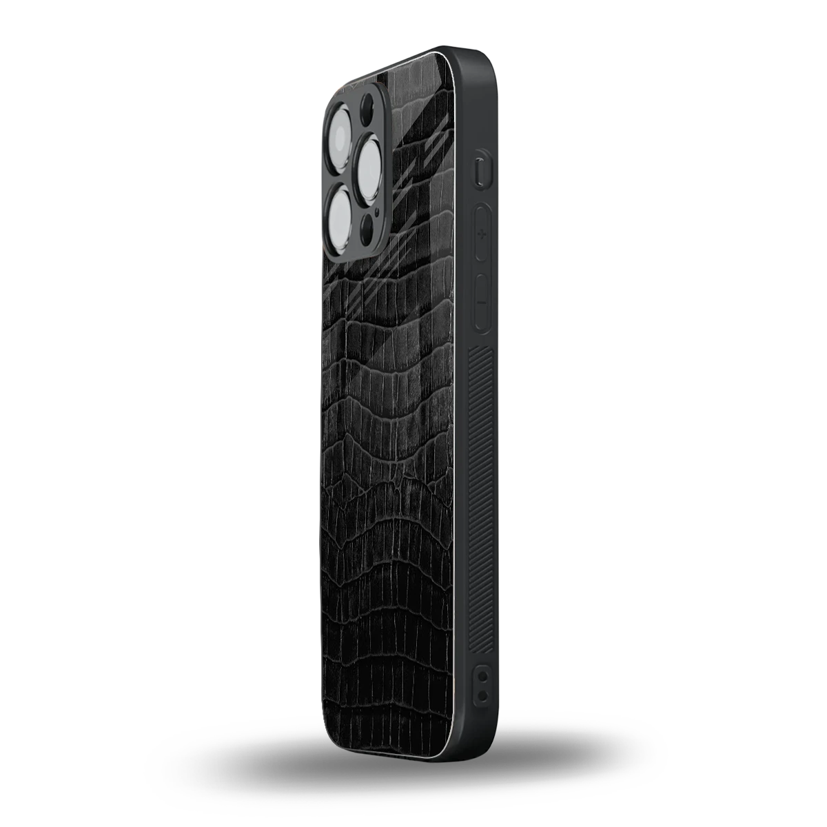 Croco Black iphone 15 pro max mobile cover | shockproof glass phone case