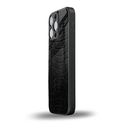 Croco Black iphone 15 pro max mobile cover | shockproof glass phone case