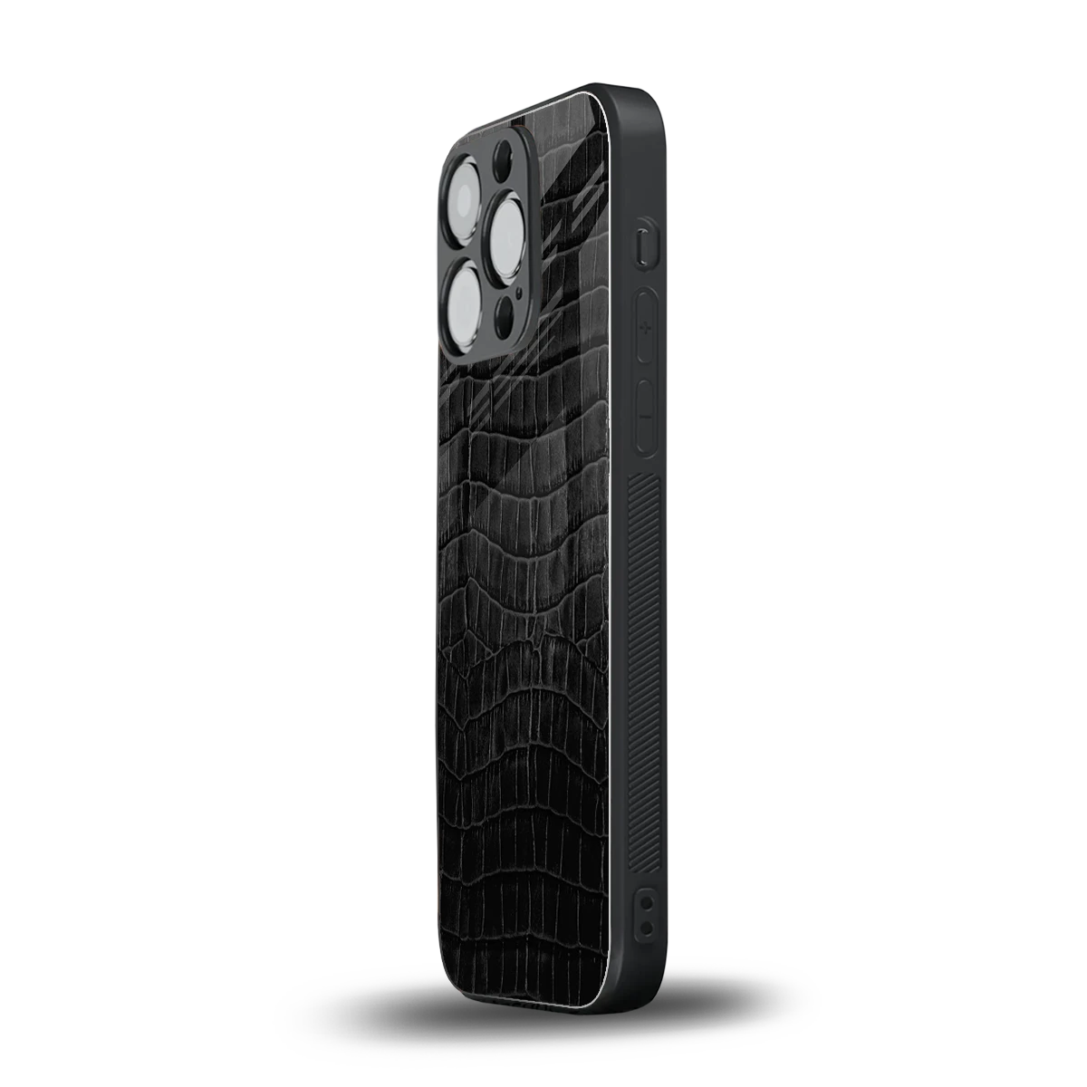 Croco Black iphone 15 pro mobile cover | shockproof glass phone case