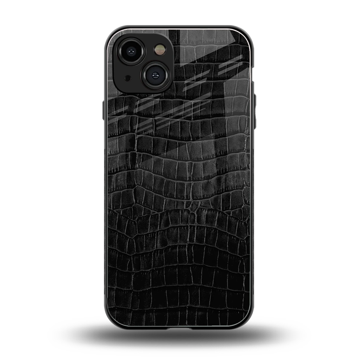 Croco Black back phone cover | glass case for iphone 15
