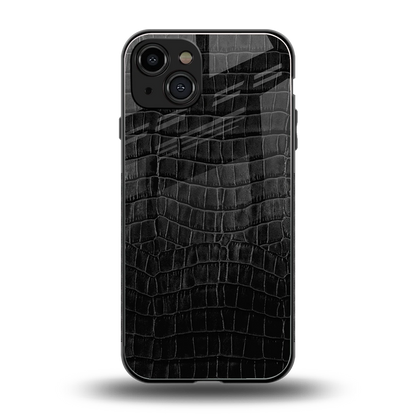 Croco Black back phone cover | glass case for iphone 15