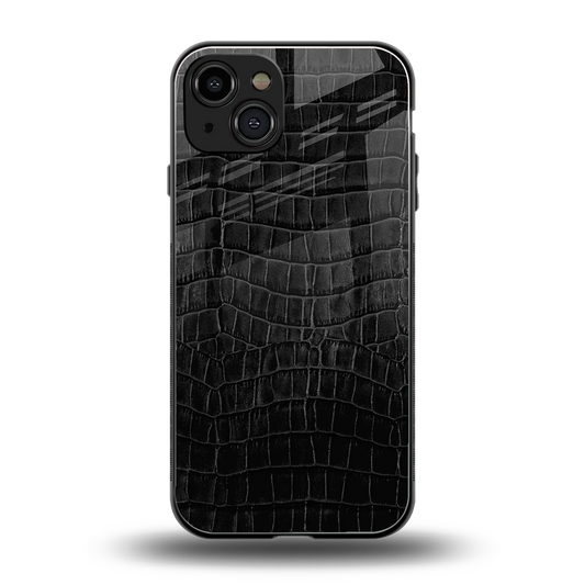 Croco Black back phone cover | glass case for iphone 15