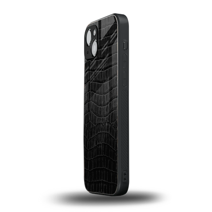 Croco Black iphone 15 mobile cover | shockproof glass phone case