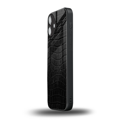 Croco Black iphone 16 plus mobile cover | shockproof glass phone case