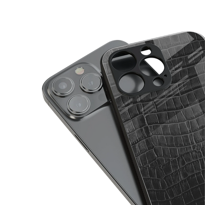 Croco Black Phone Case for Iphone 16 | Glass Case