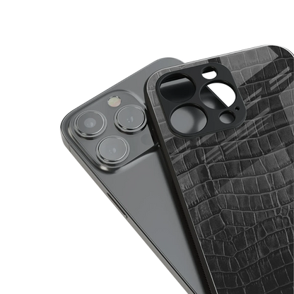 Croco Black stylish phone case for iphone 15 pro max | glossy glass and slim fit