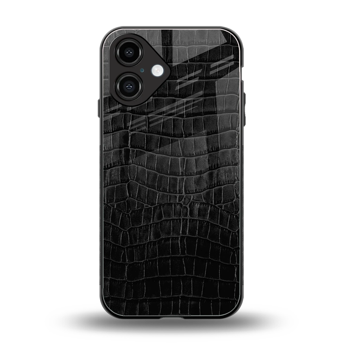 Croco Black back phone cover | glass case for iphone 16