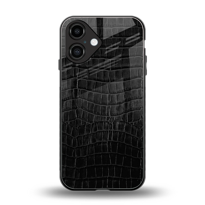 Croco Black back phone cover | glass case for iphone 16