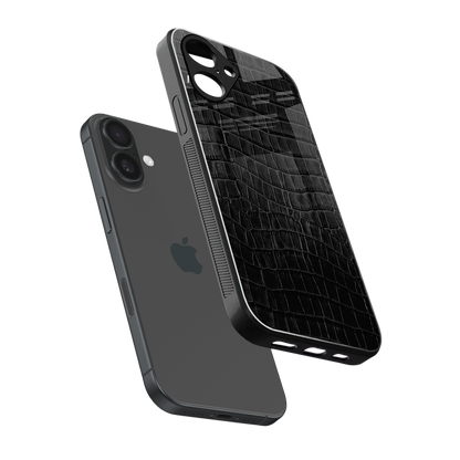 Croco Black Phone Case for Iphone 16 | Glass Case