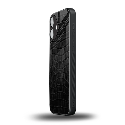 Croco Black iPhone 16 mobile cover | shockproof glass phone case
