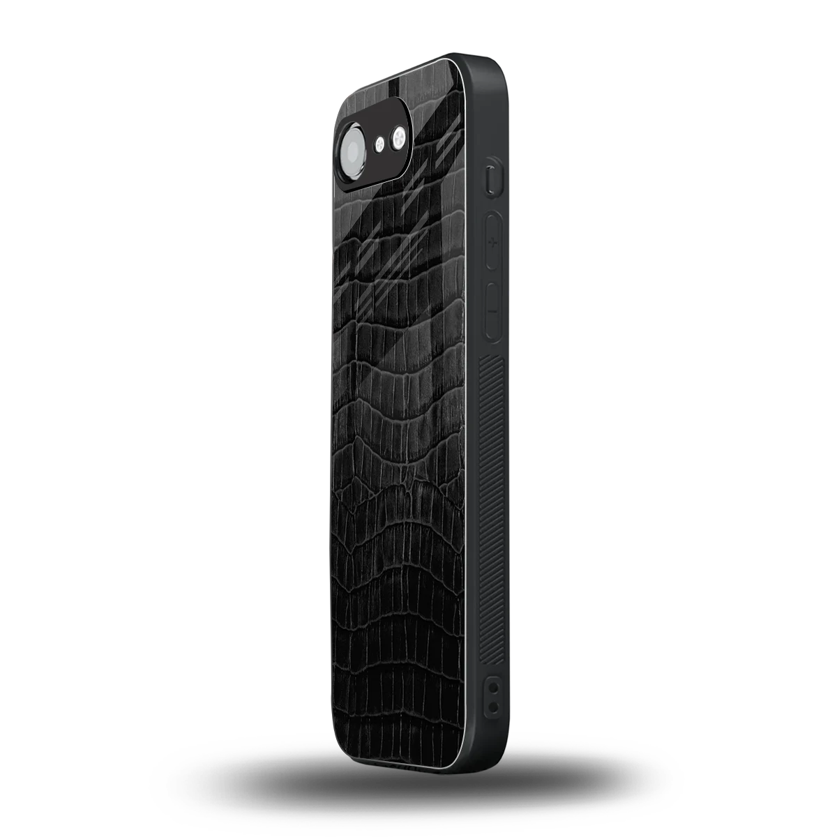 Croco Black iphone 16e mobile cover | shockproof glass phone case