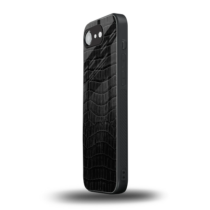 Croco Black iphone 16e mobile cover | shockproof glass phone case