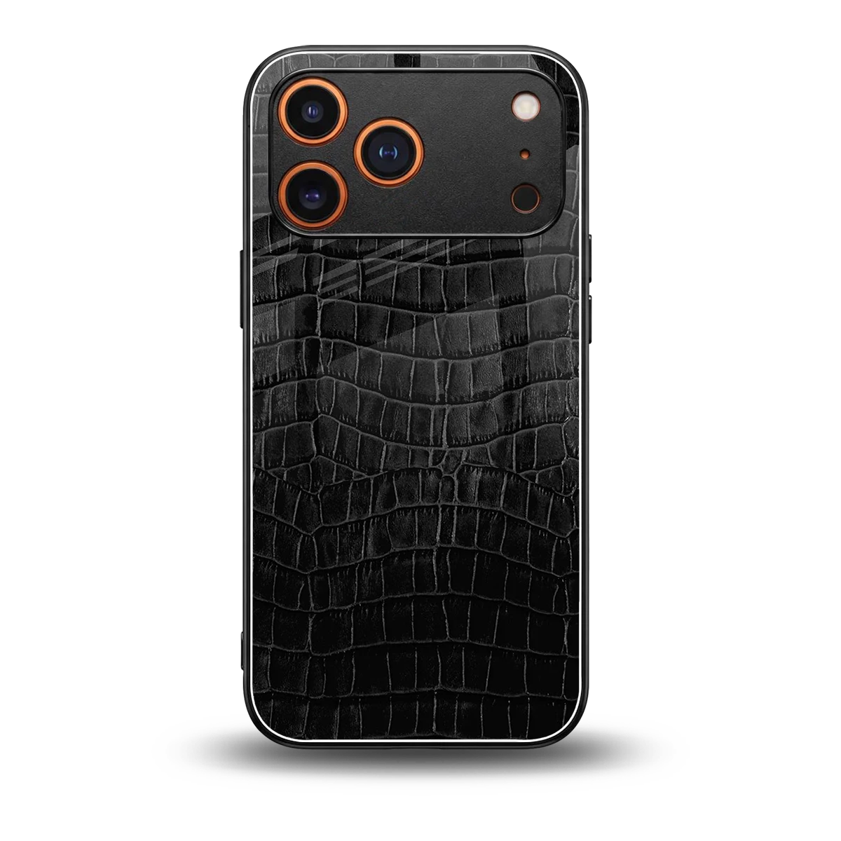 Croco Black back phone cover | glass case for iphone 17 pro