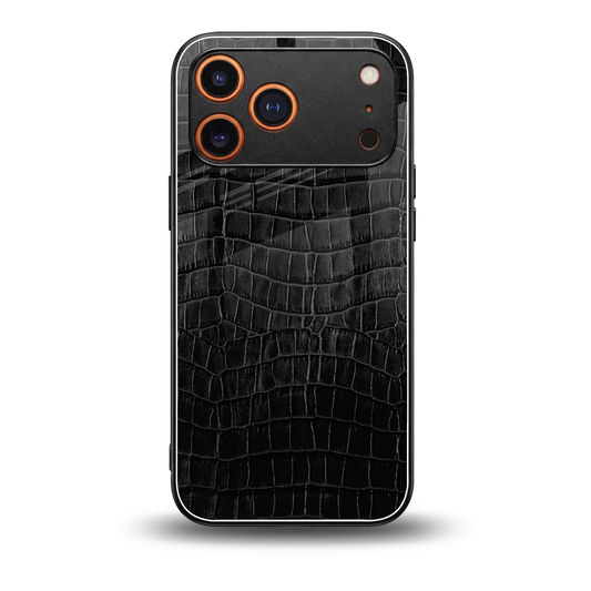 Croco Black back phone cover | glass case for iphone 17 pro max