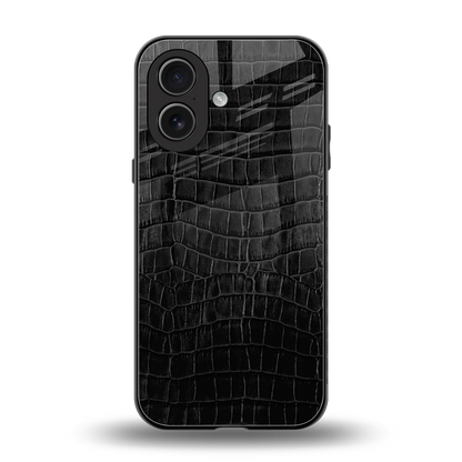 Croco Black back phone cover | glass case for iphone 17