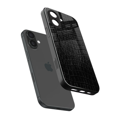 Croco Black sleek iphone 17 cover with tempered glass back and TPU edges