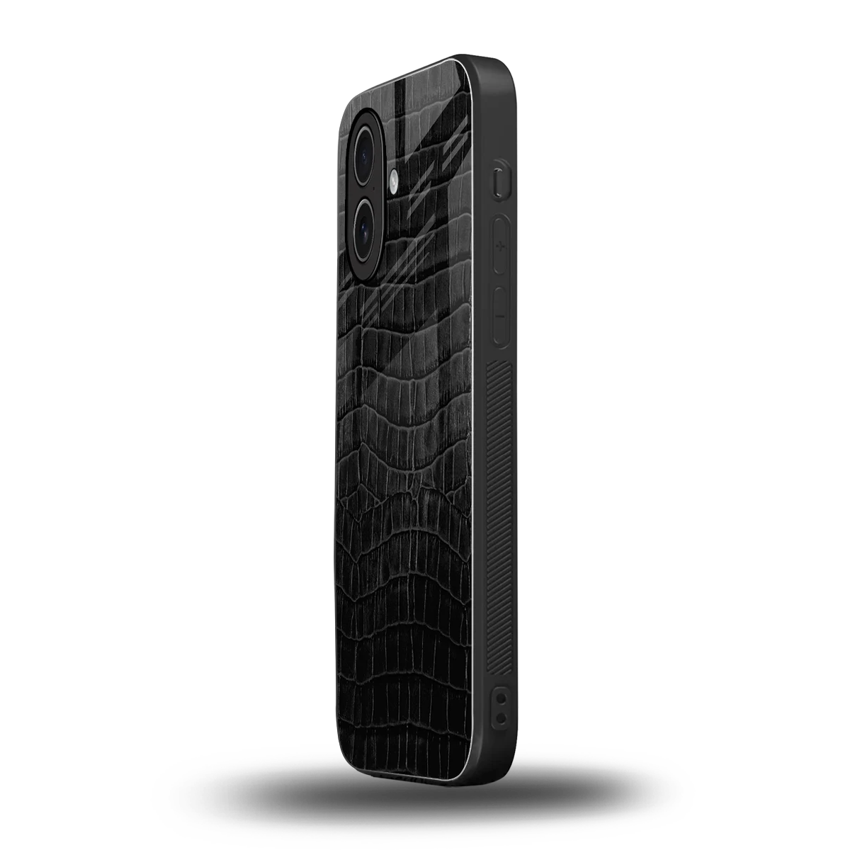 Croco Black iphone 17 mobile cover | shockproof glass phone case