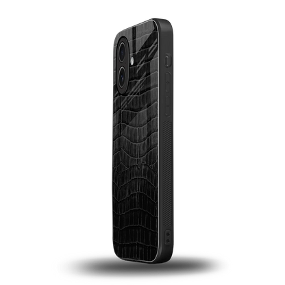 Croco Black iphone 17 mobile cover | shockproof glass phone case