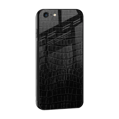 Croco Black sleek iphone 6s plus cover with tempered glass back and TPU edges