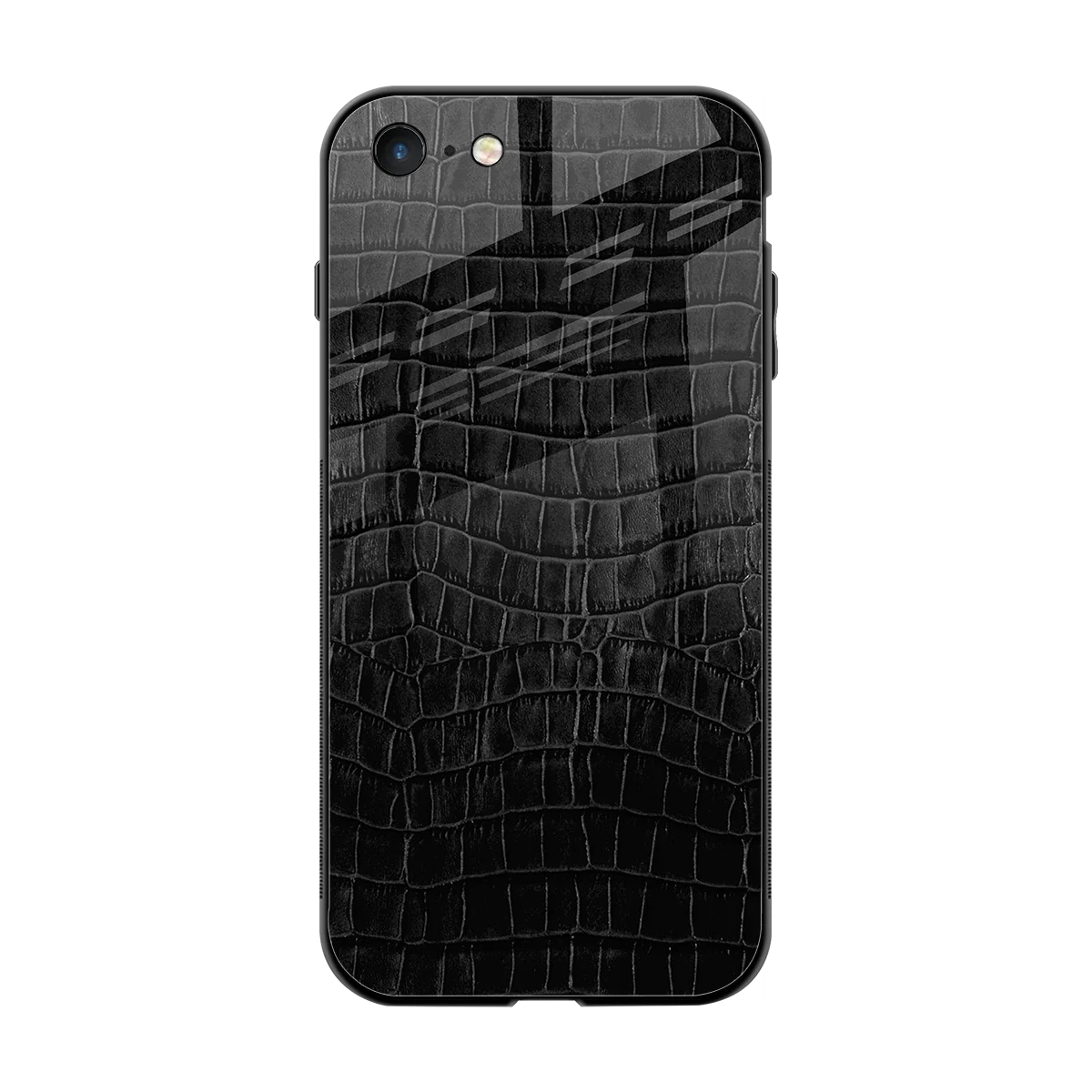 Croco Black back phone cover | glass case for iphone 7
