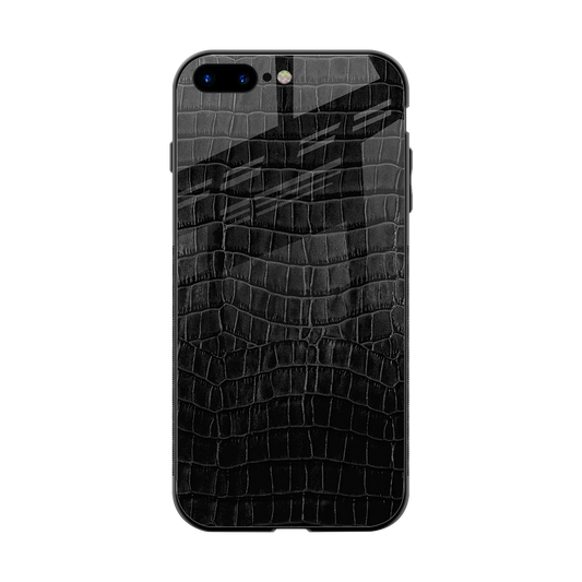 Croco Black back phone cover | glass case for iphone 7 plus
