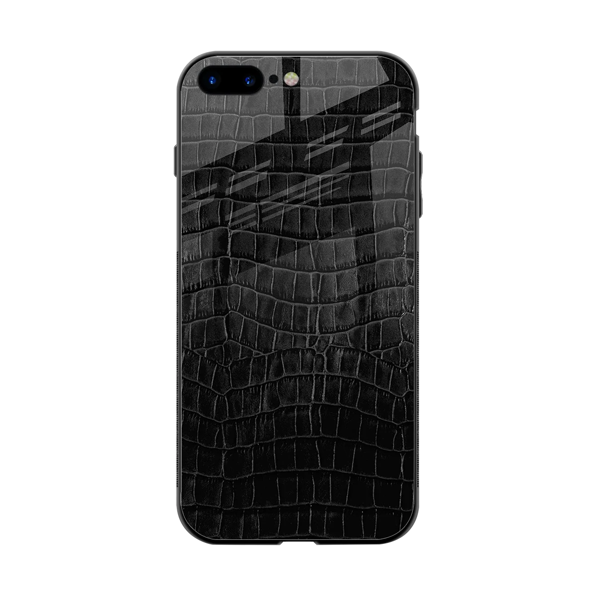Croco Black back phone cover | glass case for iphone 8 plus