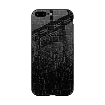Croco Black back phone cover | glass case for iphone 8 plus