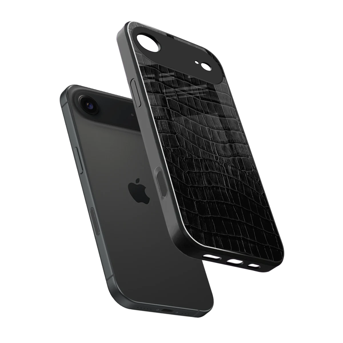 Croco Black sleek iphone air cover with tempered glass back and TPU edges