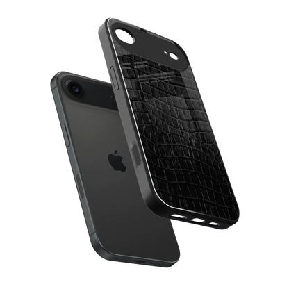 Croco Black sleek iphone air cover with tempered glass back and TPU edges
