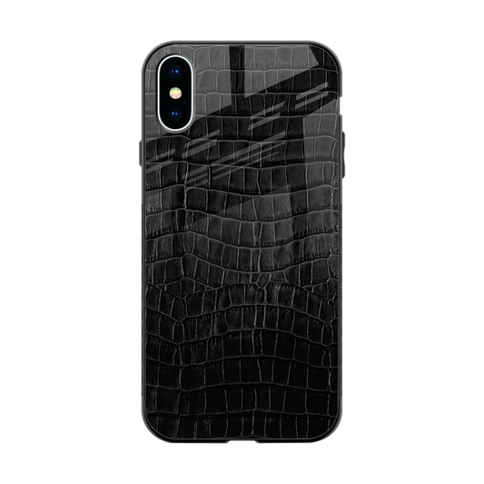 Croco Black back phone cover | glass case for iphone x