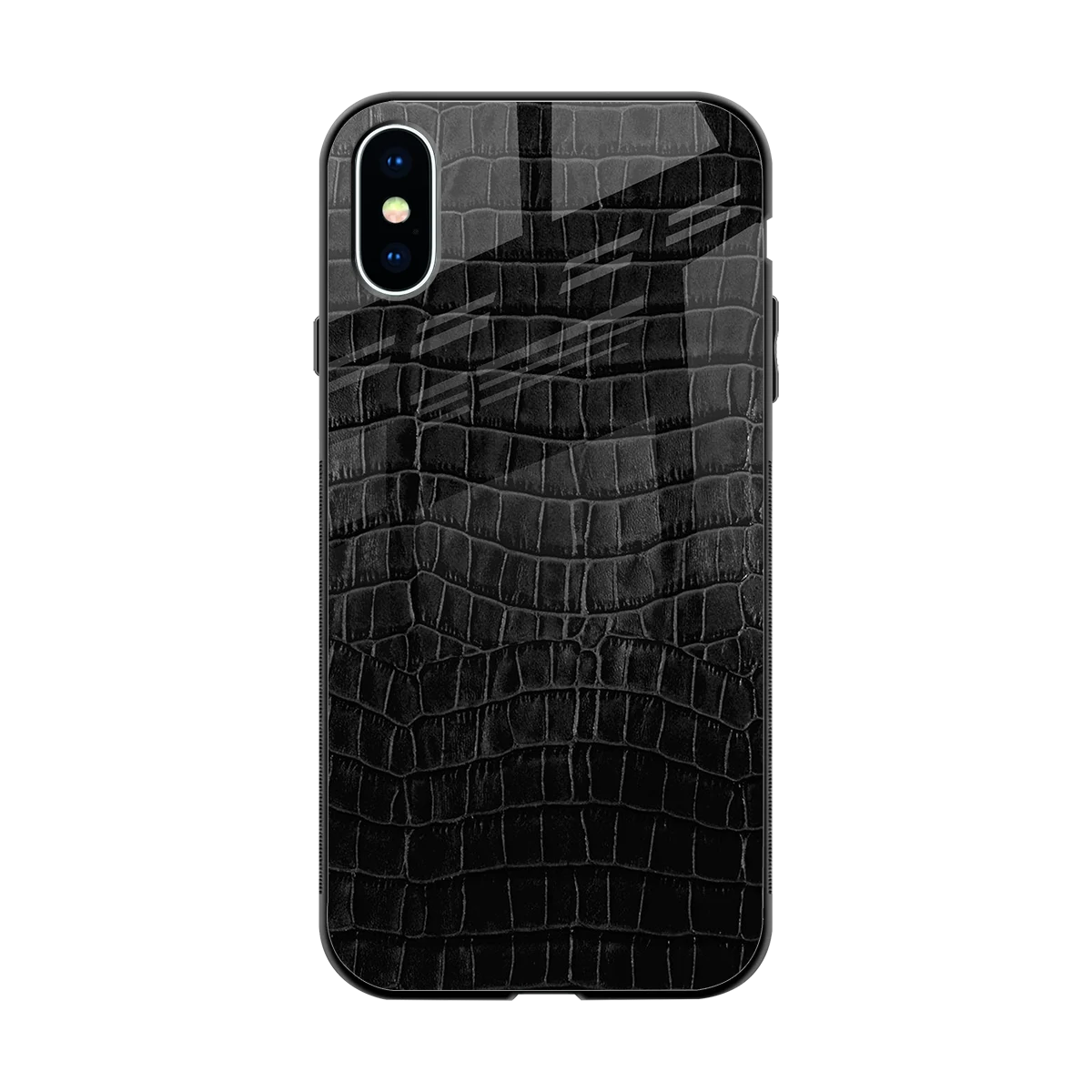 Croco Black back phone cover | glass case for iphone xs