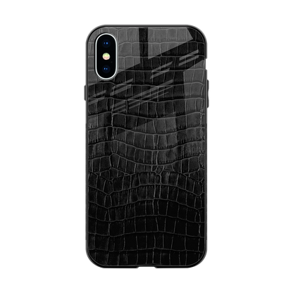 Croco Black back phone cover | glass case for iphone xs