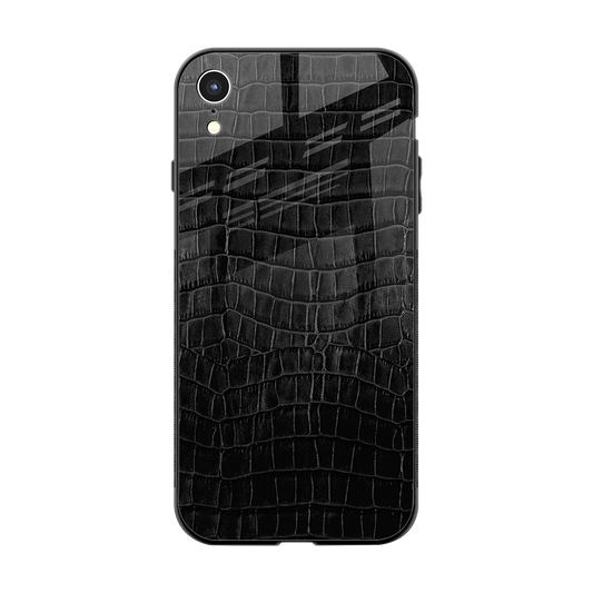 Croco Black back phone cover | glass case for iphone xr