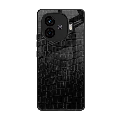Croco Black back phone cover | glass case for iqoo neo 10r 5g
