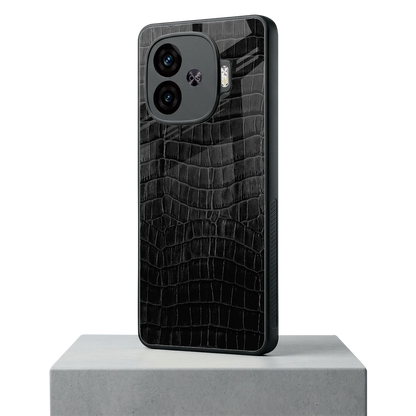 Croco Black iqoo neo 10r 5g mobile cover | shockproof glass phone case