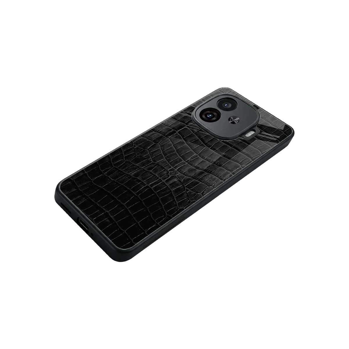 Croco Black stylish phone case for iqoo neo 10r 5g | glossy glass and slim fit